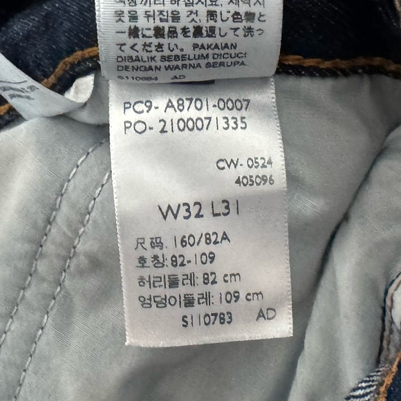 Levi's XL Wide Leg Straight Jeans 32 High Dark Denim Blue Waist Tie Classic - Picture 12 of 15